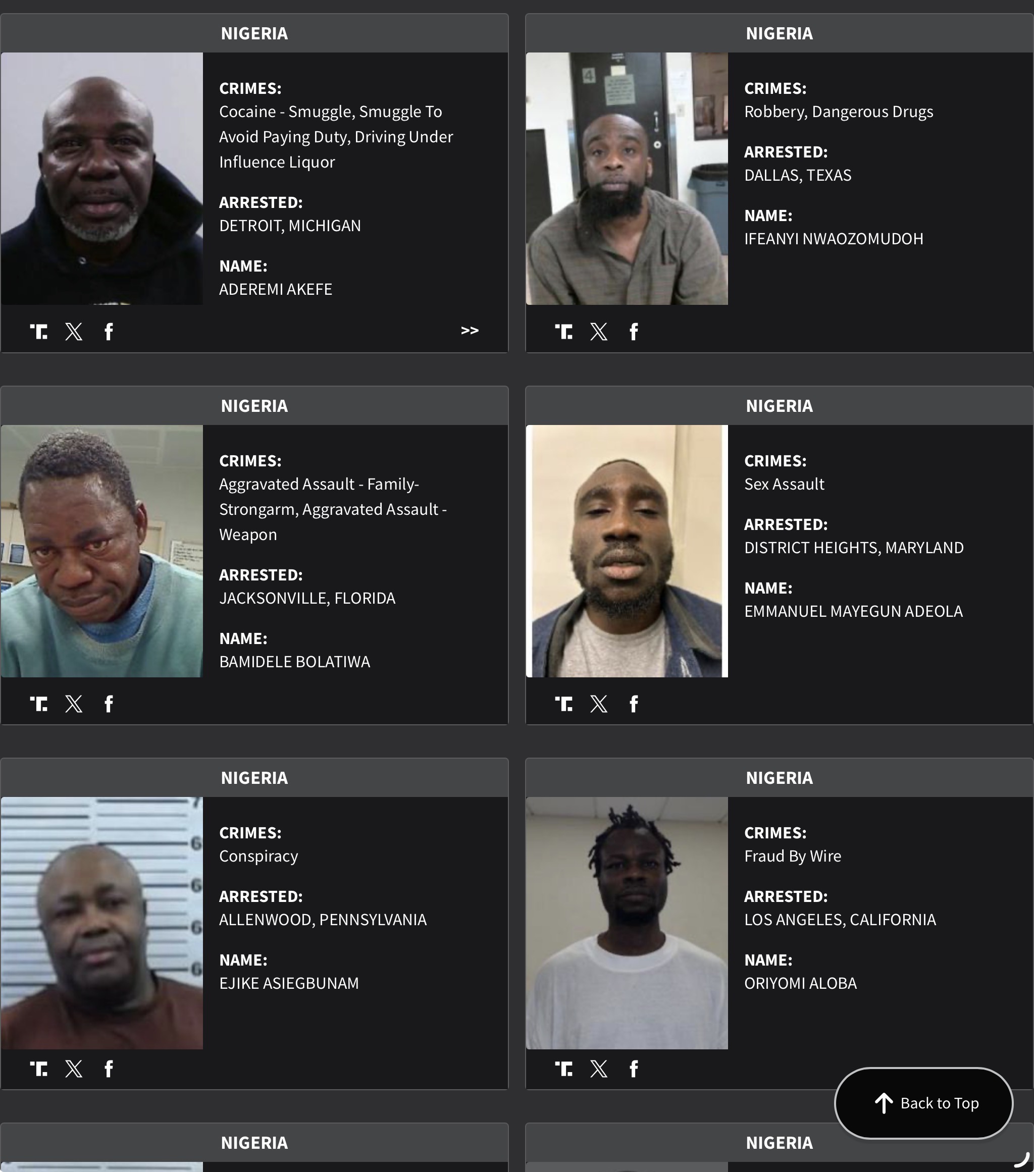 Nigeria DHS arrest sheet 11