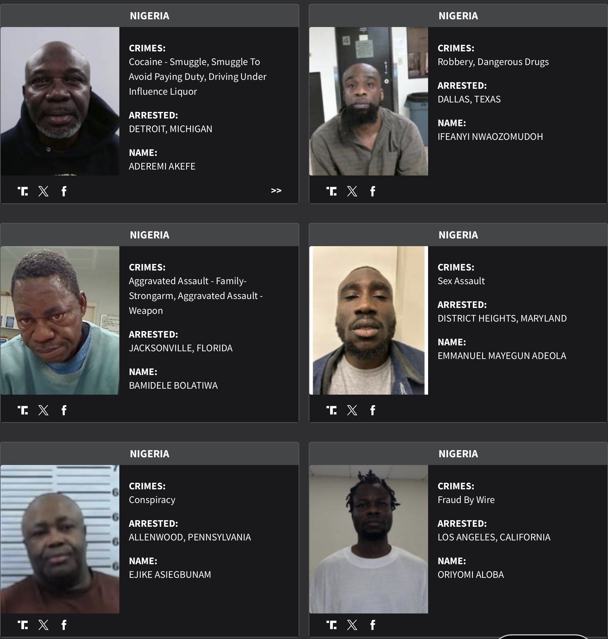 Nigeria DHS arrest sheet 7