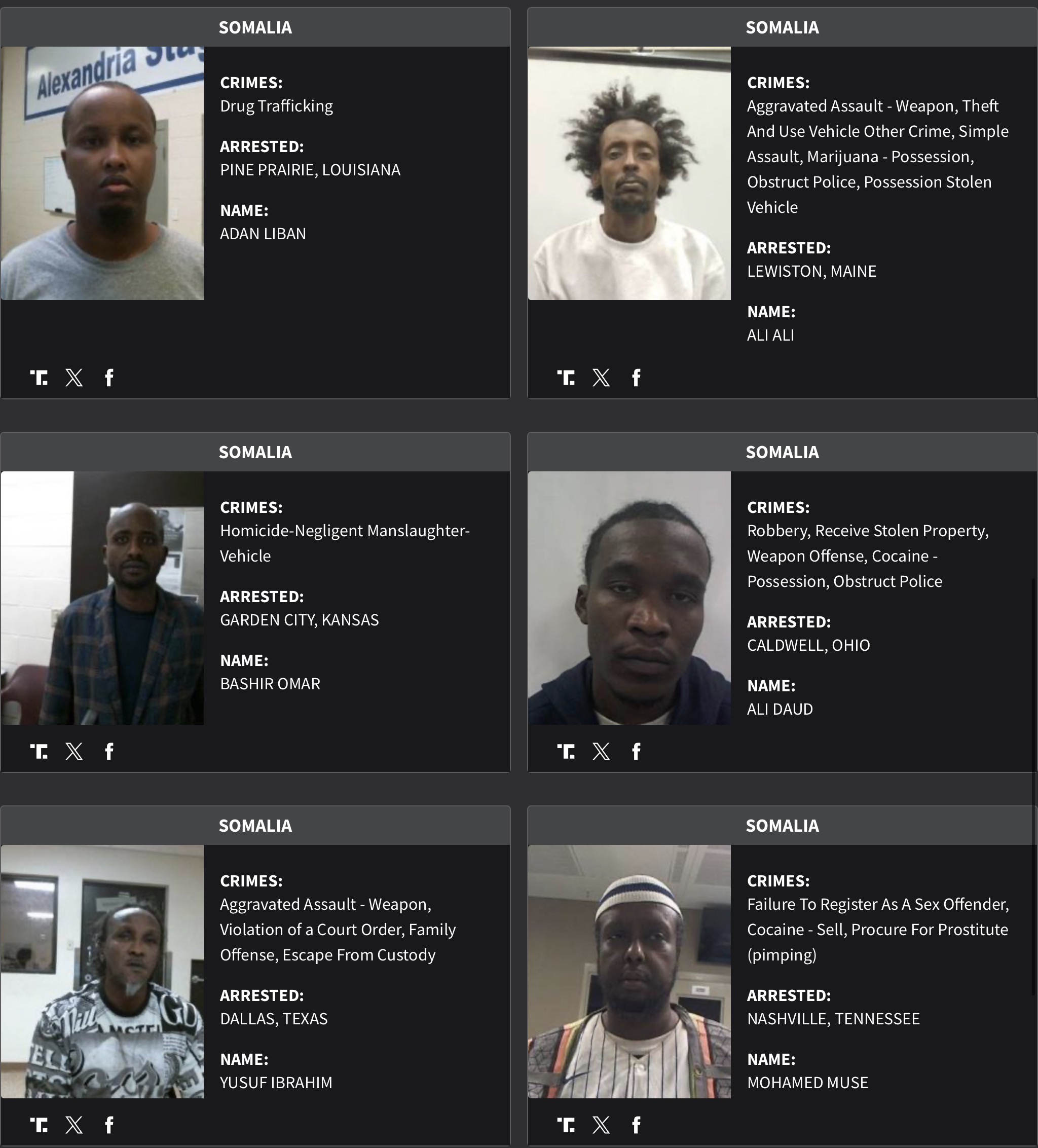 Somalia DHS arrest sheet 1