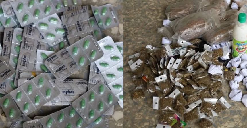 Pills and sachets of suspected seized substances