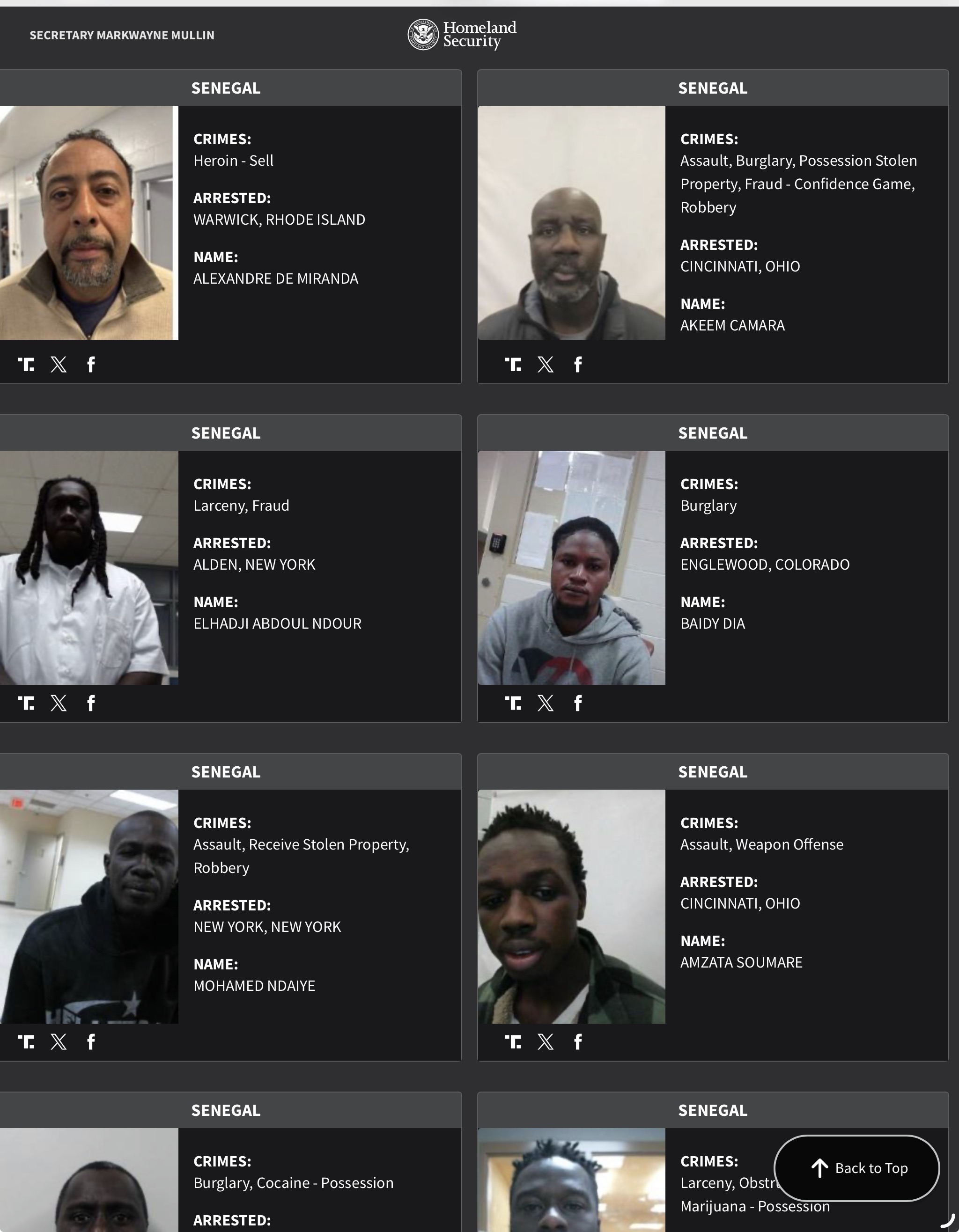 Senegal DHS arrest sheet 2