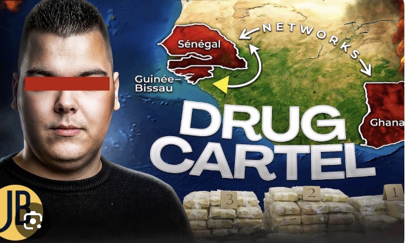 Supplied illustration reading Drug Cartel, showing a map and an unidentified person