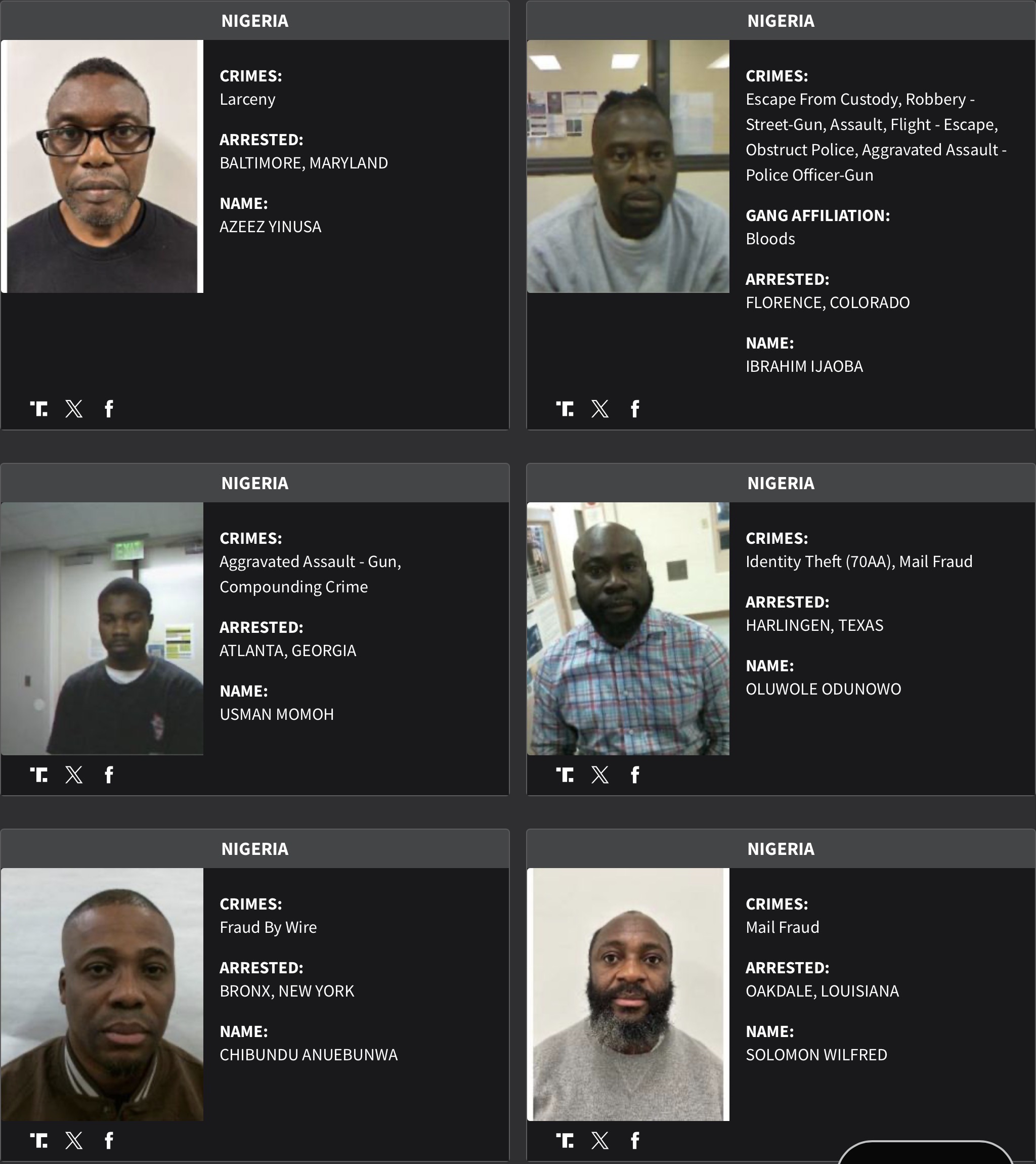 Nigeria DHS arrest sheet 6