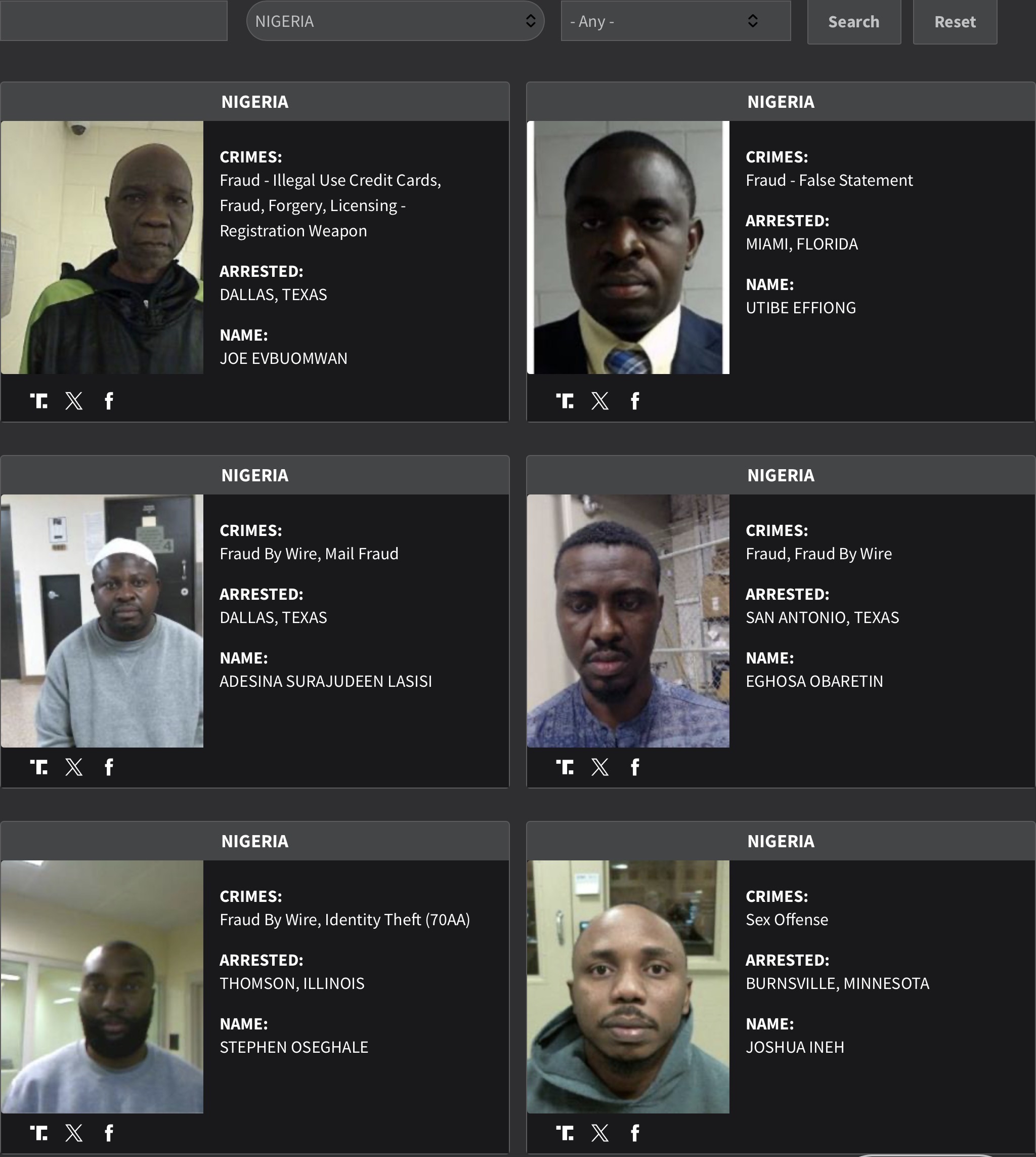 Nigeria DHS arrest sheet 3