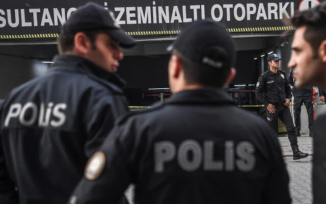 Turkish police officers at a secured location