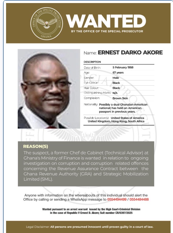 OSP Ghana Wanted — Ernest Darko Akore
